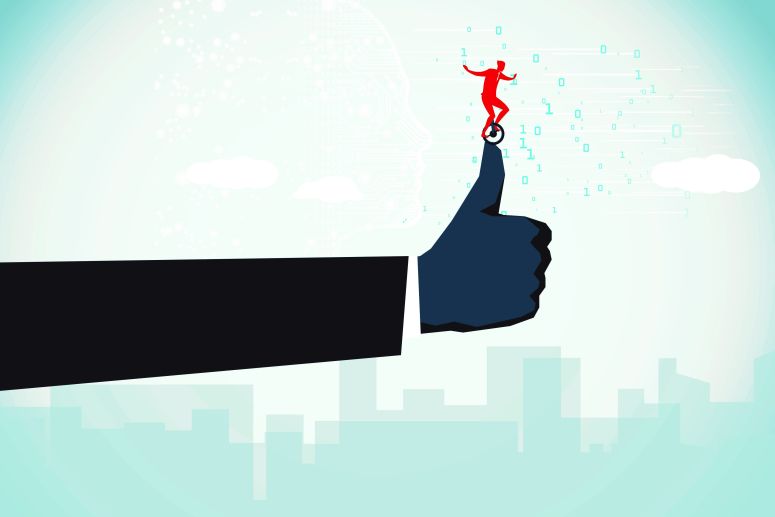 KI generiertes Bild. Mensch und KI.